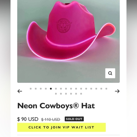 Neon cowboy light up hat pink SOLD OUT - Picture 2 of 2